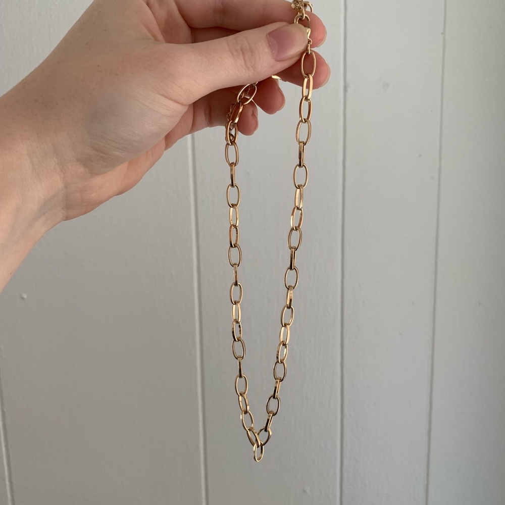 Gold Delicate Oval Link Chain Layering Necklace